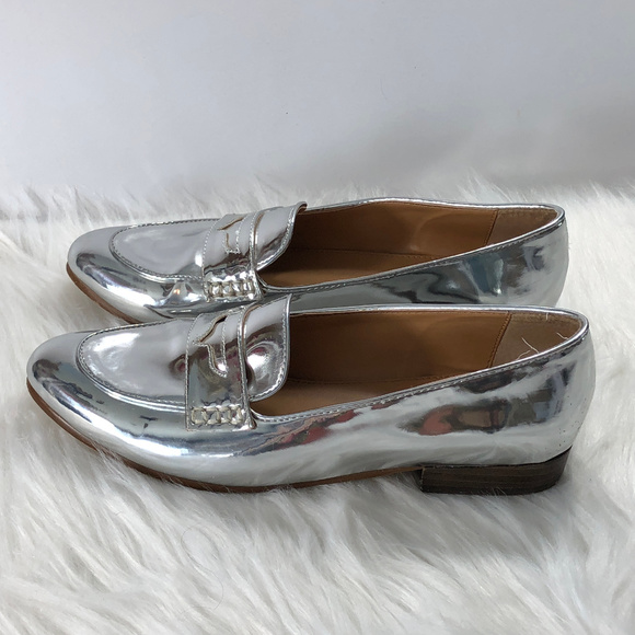 J. Crew Shoes - J. Crew Metallic Silver Loafers Shoes Sz 7